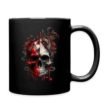 Splash multicolor skull. poker face - Full Colour Mug - black - Right