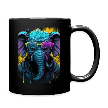 Retrowave Malinois Eléphant avec T-shirt à lunettes - Mug uni - noir - Droite