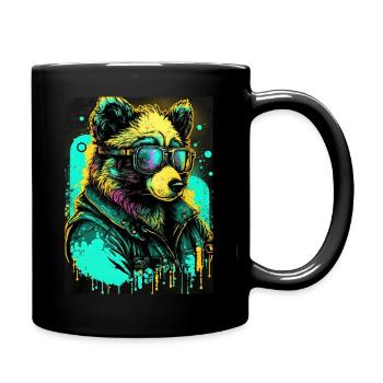 Retrowave Malinois Panda Ours avec T-shirt à lunettes - Mug uni - noir - Droite