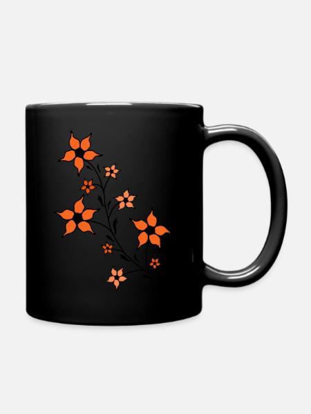 Blume orange - Tasse einfarbig - Schwarz