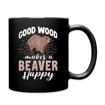 Good Wood Makes A Beaver Happy - Tasse einfarbig - Schwarz - Rechts