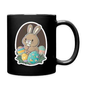 Easter Magic Easter Bunny Easter Eggs Colorful Sticker - Full Colour Mug - black - Right
