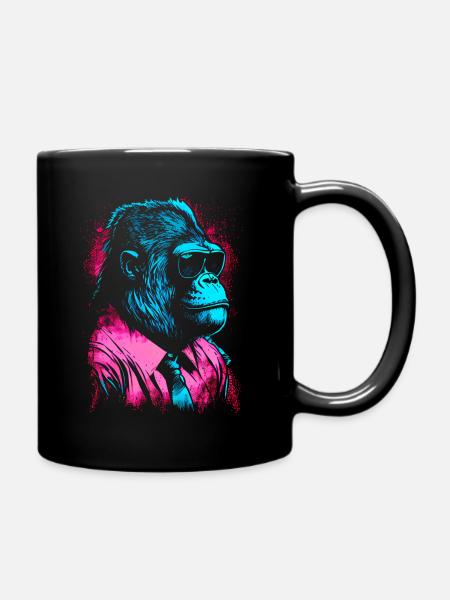 80er Jahre Neon Business Gorilla Artwork - Tasse einfarbig - Schwarz