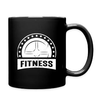 Fitness Hantel Weis - Tasse einfarbig - Schwarz - Rechts