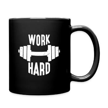 Work Hard Hantel weis - Tasse einfarbig - Schwarz - Rechts