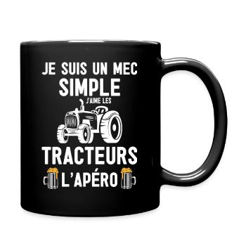Je suis Un Mec Simple Tracteurs et Apéro - Mug uni - noir - Droite
