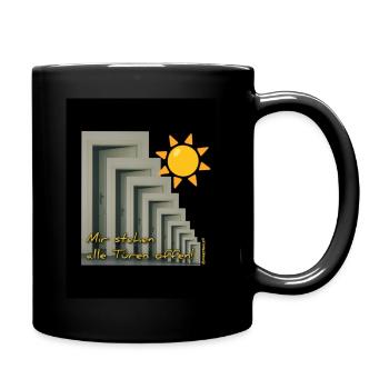 Mir stehen alle Türen offen - Tasse einfarbig - Schwarz - Rechts