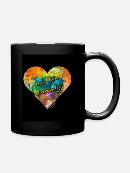 Ich bin einmalig! - Herz - Tasse einfarbig - Schwarz