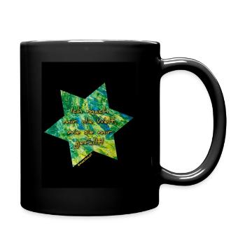 Die Welt gefällt - Stern - Tasse einfarbig - Schwarz - Rechts