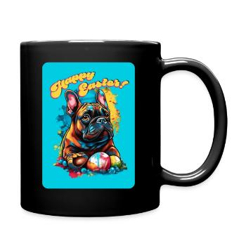 happy easter ou joyeuses pâques par t shirt papa - Mug uni - noir - Droite