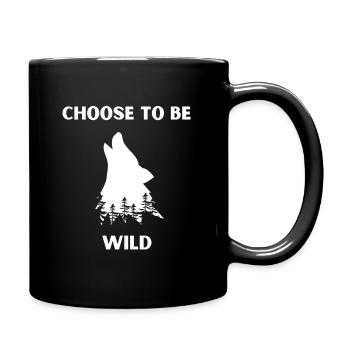 Wilder Wolfkopf für Abenteurer - Tasse einfarbig - Schwarz - Rechts