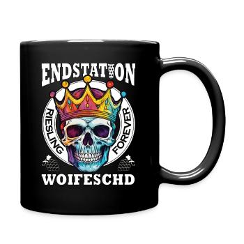 Pfalz Schorle Riesling Endstation Weinfest Motiv - Tasse einfarbig - Schwarz - Rechts