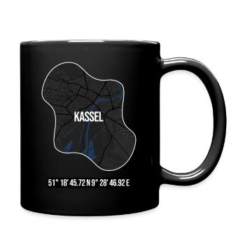 Kassel Karte mit Koordinaten - Tasse einfarbig - Schwarz - Rechts