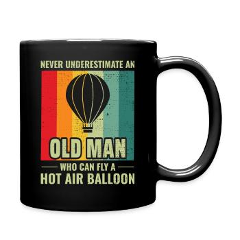 Old Man Hot Air Ballooning Hopper Balloon - Full Colour Mug - black - Right