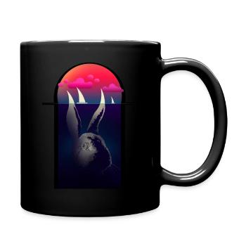 RABBIT AND SAILING BOATS - Full Colour Mug - black - Right