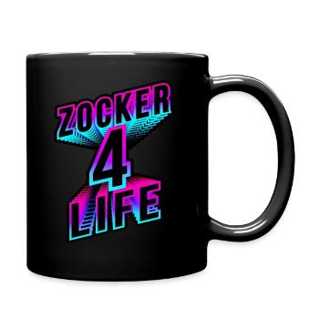 Zocker 4 Life - neon 3d gaming spruch - Tasse einfarbig - Schwarz - Rechts