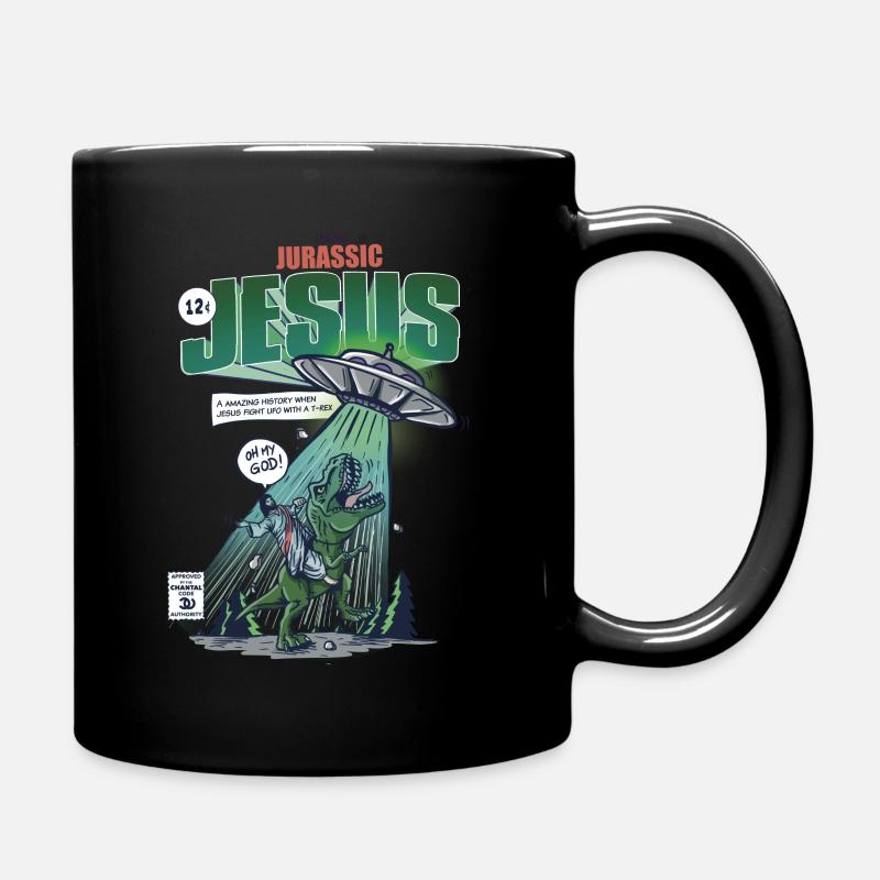 Dinosaur Jesus vs ufo - Mug uni - noir