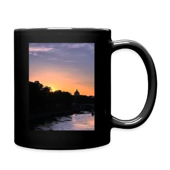 Sonnenuntergang über dem Tiber in Rom - Tasse einfarbig - Schwarz - Rechts