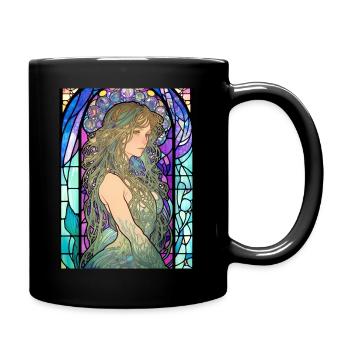 Portrait Meerjungfrau - Art Nuvo - Kirchenfenster - Tasse einfarbig - Schwarz - Rechts