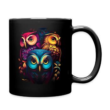 Hiboux arc-en-ciel - Mug uni - noir - Droite