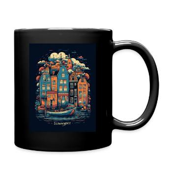 mushy Amsterdam color Concept t shirt design - Full Colour Mug - black - Right