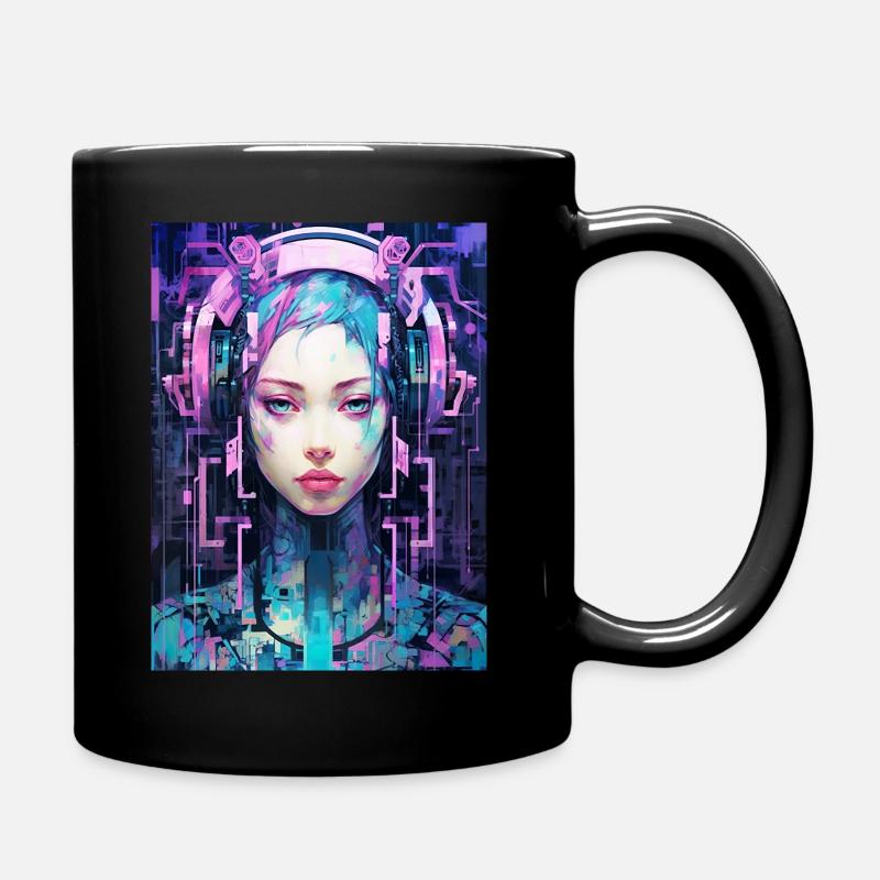 Anime Art | Cyborg Girl - Tasse einfarbig - Schwarz