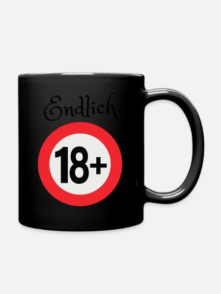 Endlich 18 - Tasse einfarbig - Schwarz