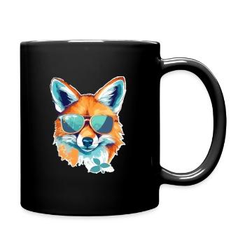 Iky the bespectacled fox - Full Colour Mug - black - Right