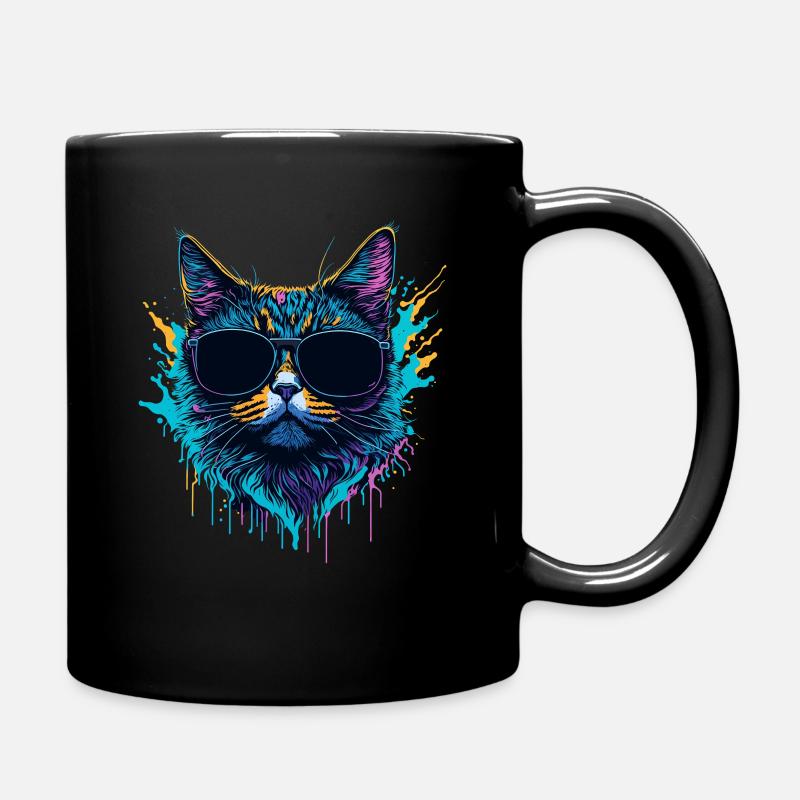 Katze Buntes abstraktes Design - Tasse einfarbig - Schwarz