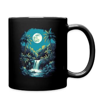 Moonlit waterfall & tropic scene - Tasse einfarbig - Schwarz - Rechts