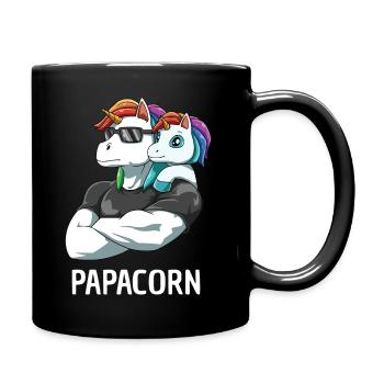Papacorn Père fille licornes - Mug uni - noir - Droite