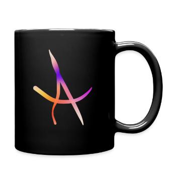 Rainbow A on T-shirt - Full Colour Mug - black - Right