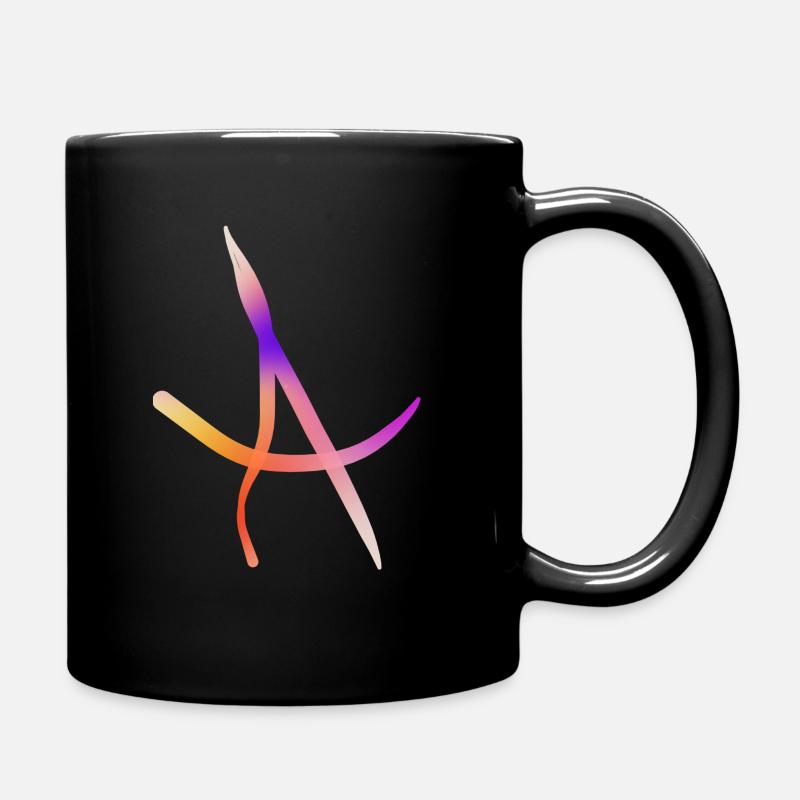 Rainbow A on T-shirt - Full Colour Mug - black