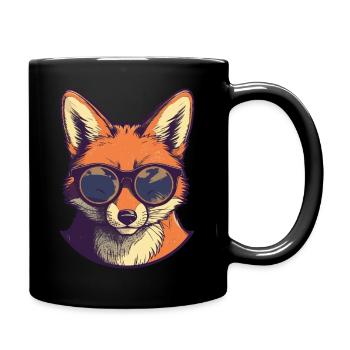 Fox with sunglasses, Reineke, Redfur, Slit - Full Colour Mug - black - Right