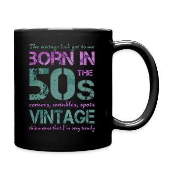 Fünfziger 50th 50s 50er - Tasse einfarbig - Schwarz - Rechts