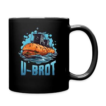 U-Boot, Boot, Brot, Witz, Wortwitz U-Brot - Tasse einfarbig - Schwarz - Rechts