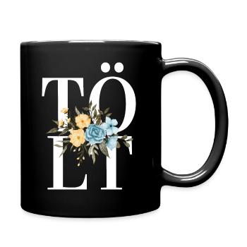 Tölt Flower Design - Tasse einfarbig - Schwarz - Rechts