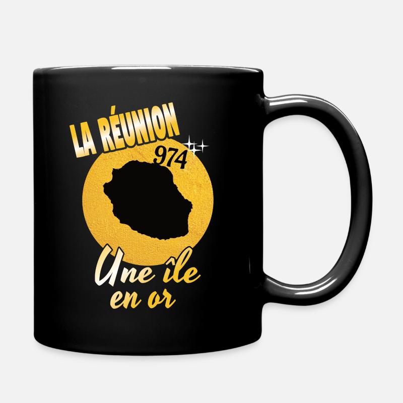 Belle idee cadeau La Réunion 974 une ile en or - Mug uni - noir
