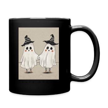 Cute ghots süße Geister, Gespenst - Tasse einfarbig - Schwarz - Rechts