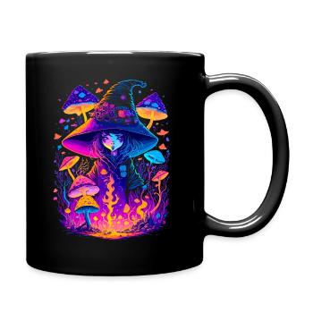 Hexe mit psychodelischen Pilzen - walpurgisnacht - Tasse einfarbig - Schwarz - Rechts