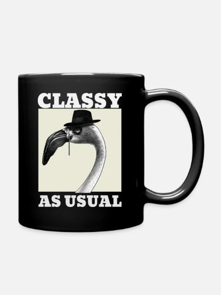 Classy As Usual Flamingo - Full Colour Mug - black