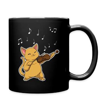 Cat plays violin violinist - Full Colour Mug - black - Right