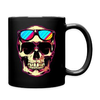 Crâne et lunettes de soleil - Mug uni - noir - Droite