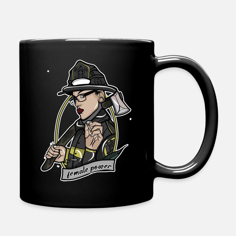 Feuerwehrfrau // Oldschool // Illustration - Tasse einfarbig - Schwarz