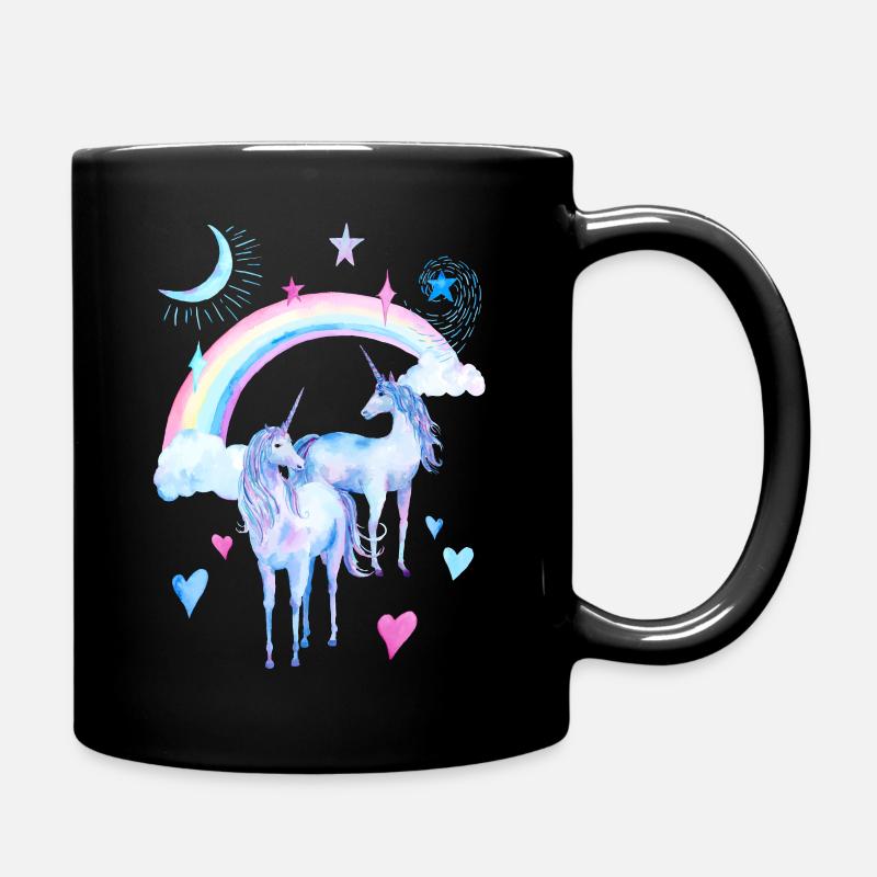 Rainbow and unicorns - Full Colour Mug - black