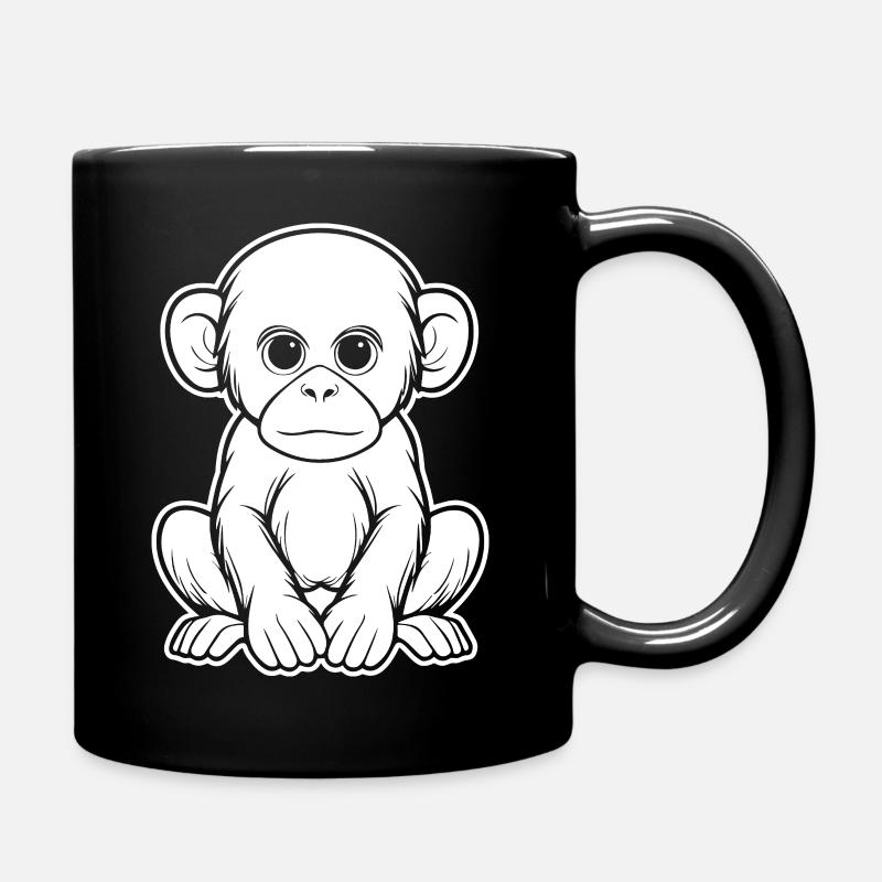Affe Affen Affengesicht Dschungel - Tasse einfarbig - Schwarz