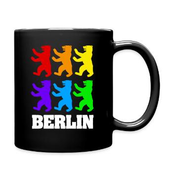 Berliner Bären in Farbe - Tasse einfarbig - Schwarz - Rechts