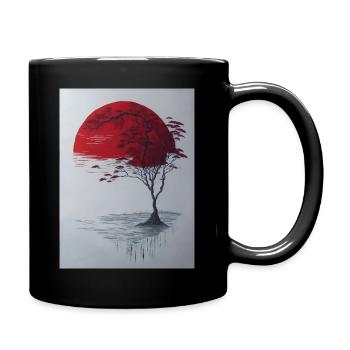 A tranquil rice paper texture landscape scene - Full Colour Mug - black - Right