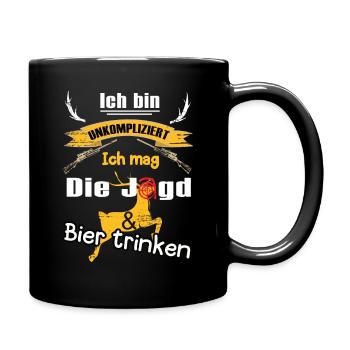 Ich mag die Jagd & Bier trinken - Jäger - Tasse einfarbig - Schwarz - Rechts