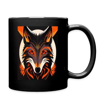 Fuchs Frontalansicht - Tasse einfarbig - Schwarz - Rechts